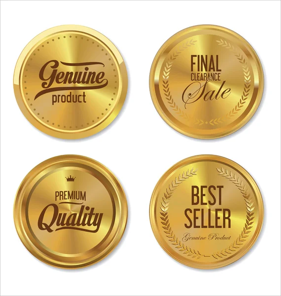 Zlaté kovové odznaky premium kvalitní kolekce — Stockový vektor
