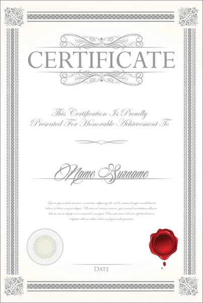 Certificate or diploma retro vintage template — Stock Vector