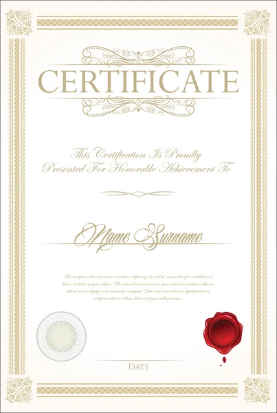 Certificado o diploma plantilla retro vintage — Vector de stock