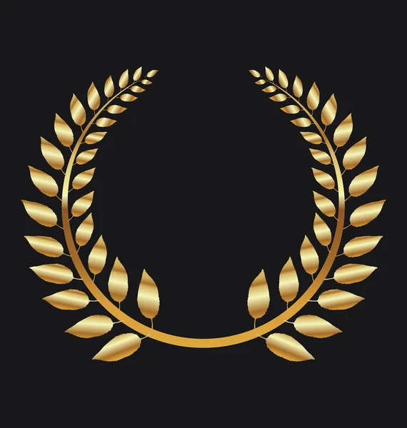 Golden Laurel wreath on black background vector illustration — Stock Vector