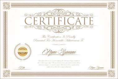 Sertifika veya diploma eski model tasarım şablonu