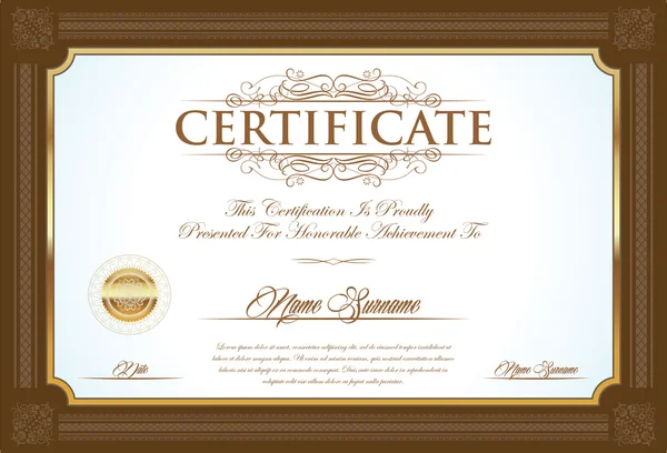 Plantilla de diseño retro de certificado o diploma — Archivo Imágenes Vectoriales