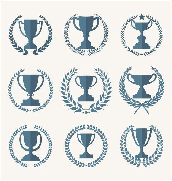 Trophy and awards retro vintage collection vector — Stock Vector