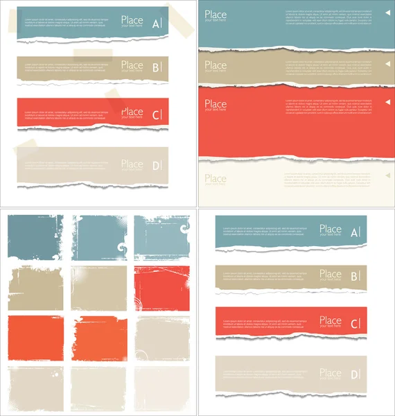 Roztrhaný papír barevné kolekce — Stockový vektor