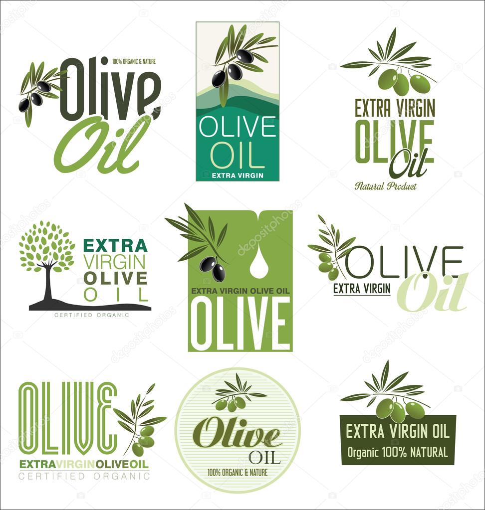 Olive oil retro vintage labels collection