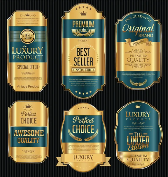Étiquettes de vente dorées collection design vintage rétro — Image vectorielle