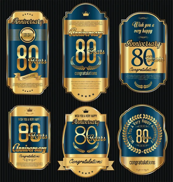 Verjaardag golden retro vintage labels-collectie — Stockvector