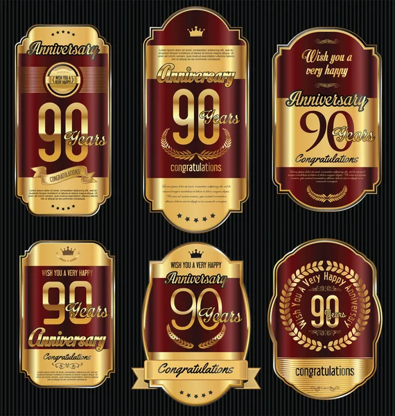 Verjaardag golden retro vintage labels-collectie — Stockvector