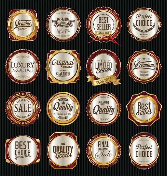 Hochwertige Retro Vintage Golden Labels Kollektion — Stockvektor