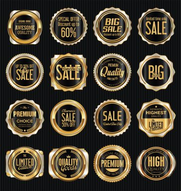 Altın retro vintage etiketleri koleksiyonu