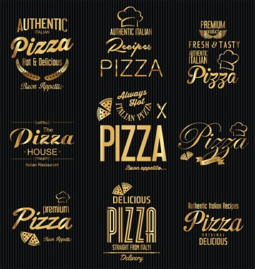 Tipografik Pizza retro vintage tasarım koleksiyonu