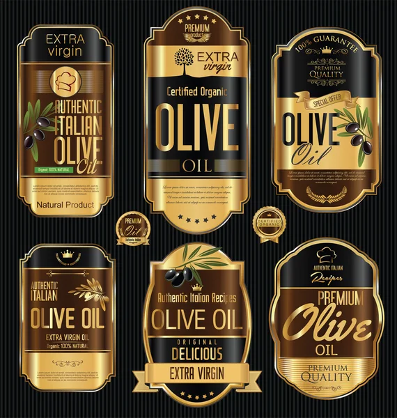 Olive oil retro vintage golden background collection — Stock Vector