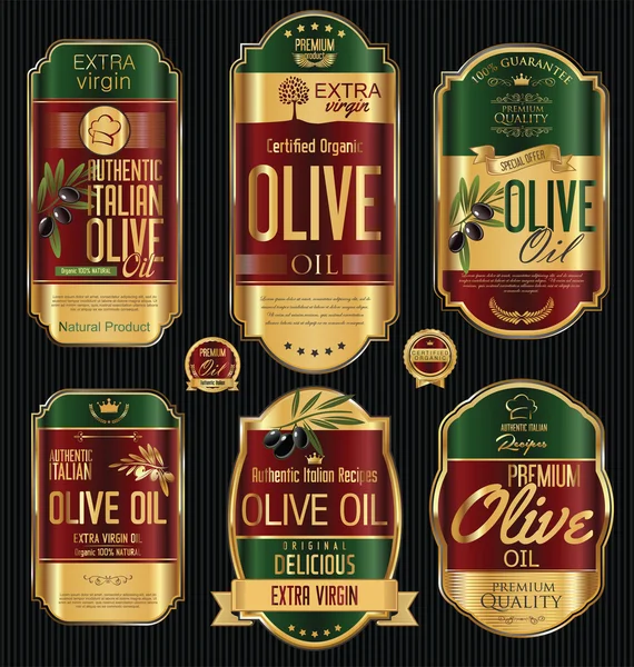 Kolekcja retro vintage złotym tle oliwy z oliwek — Wektor stockowy