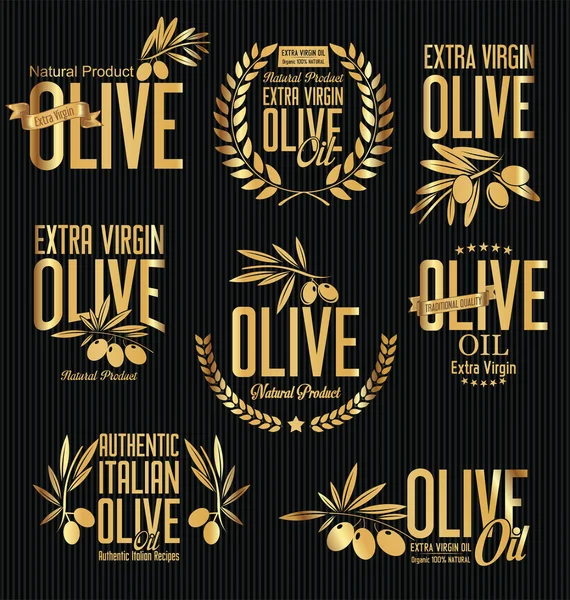 Kolekcja retro vintage etykiety oliwy z oliwek — Wektor stockowy