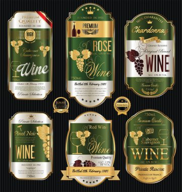 Lüks altın şarap etiketleri koleksiyonu