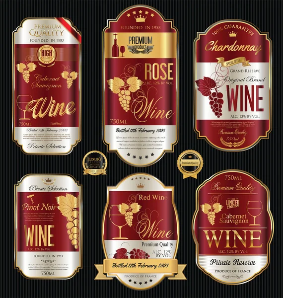 Luxury golden wine labels collection — Stock Vector