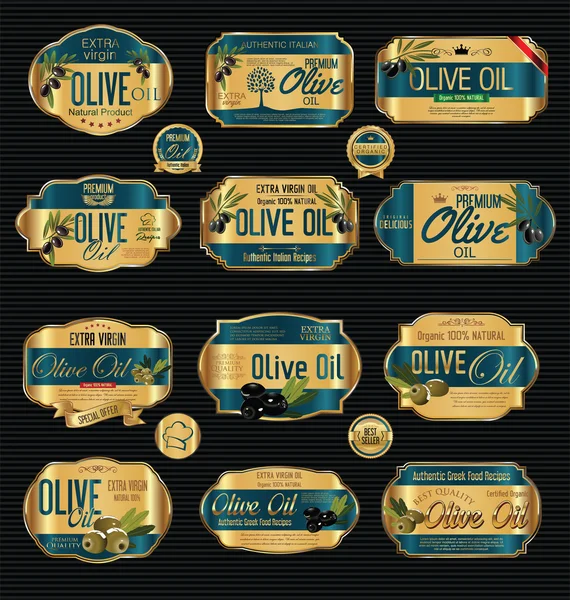 Huile d'olive rétro collection de fond vintage — Image vectorielle