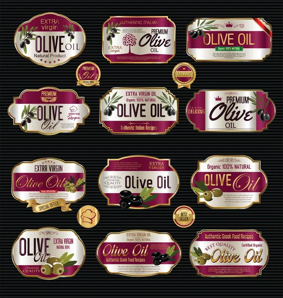 Olive oil retro vintage background collection — Stock Vector