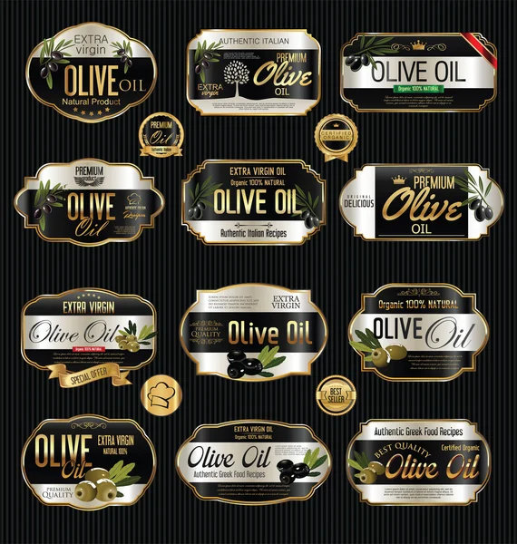 Olive oil retro vintage background collection — Stock Vector