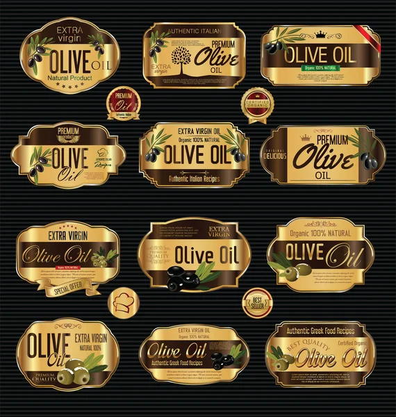 Kolekce retro vintage pozadí olivový olej — Stockový vektor