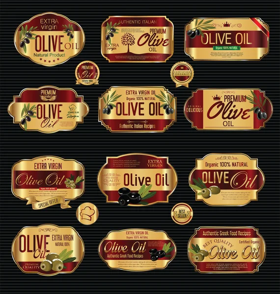 Olivenöl Retro Vintage Hintergrund Kollektion — Stockvektor