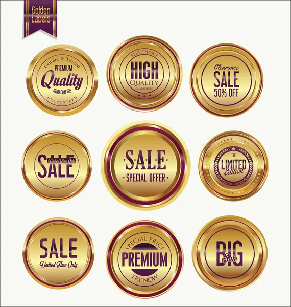 Venta colección de etiquetas doradas de lujo — Vector de stock