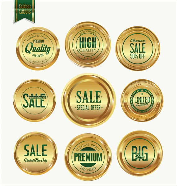 Satılık lüks altın etiketleri koleksiyonu — Stok Vektör