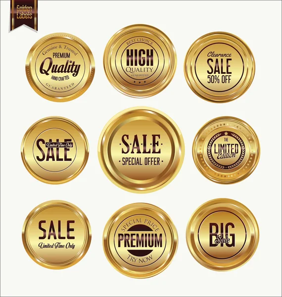 Venda de luxo coleção etiquetas douradas — Vetor de Stock