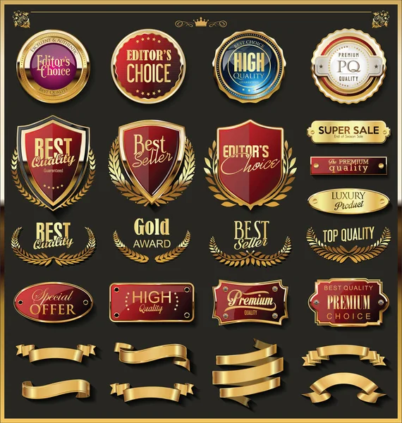 Luxe Gouden Rode Design Elementen Collectie — Stockvector