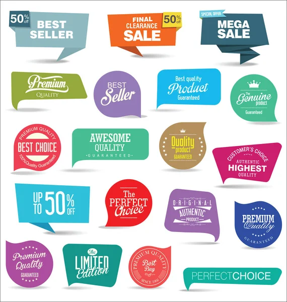 Verzameling Van Super Verkoop Linten Stickers Tags Template — Stockvector