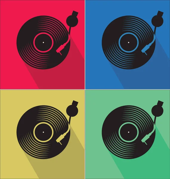 Vinilo Negro Disco Disco Plano Concepto Fondo — Vector de stock