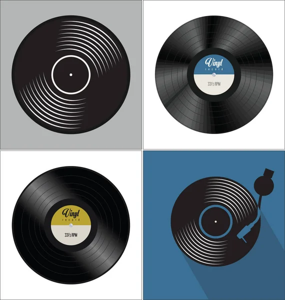 Vinilo Negro Disco Disco Plano Concepto Fondo — Vector de stock