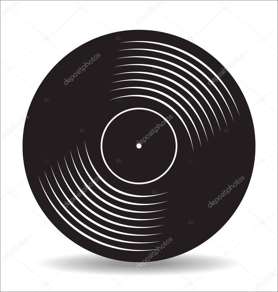 Gramophone vinyl LP record illustration isolated on white background