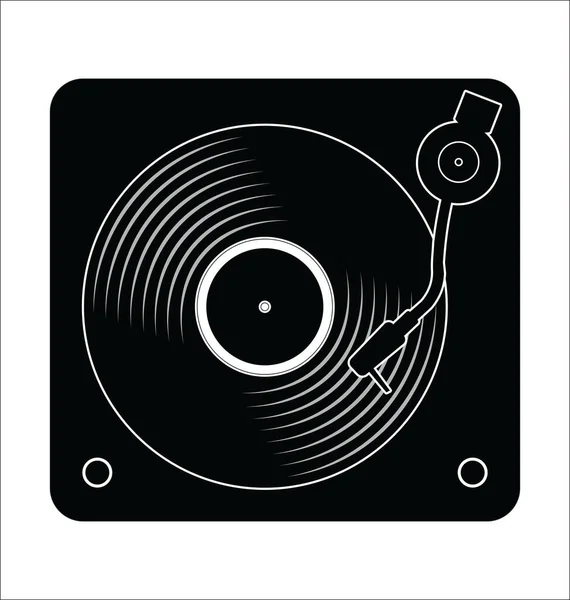 Turntable Vinyl Record Disc Flat Simple Concept Illustration — Stock Vector