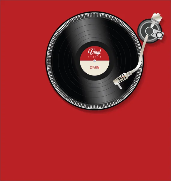 Giradiscos Discos Vinilo Plano Concepto Simple Ilustración — Vector de stock