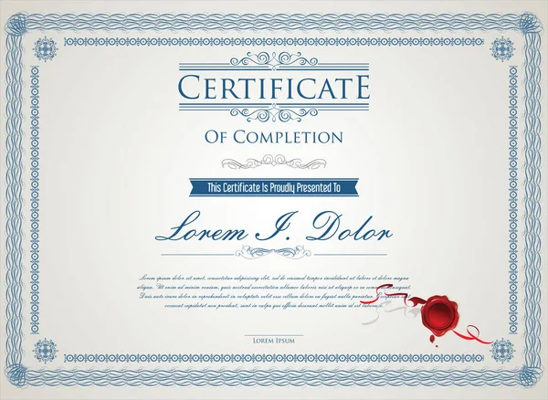 Plantilla Diseño Retro Certificado Diploma — Vector de stock
