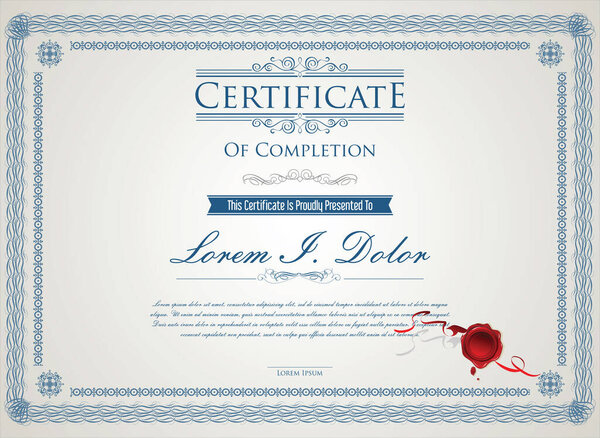 Certificate or diploma retro vintage design template 