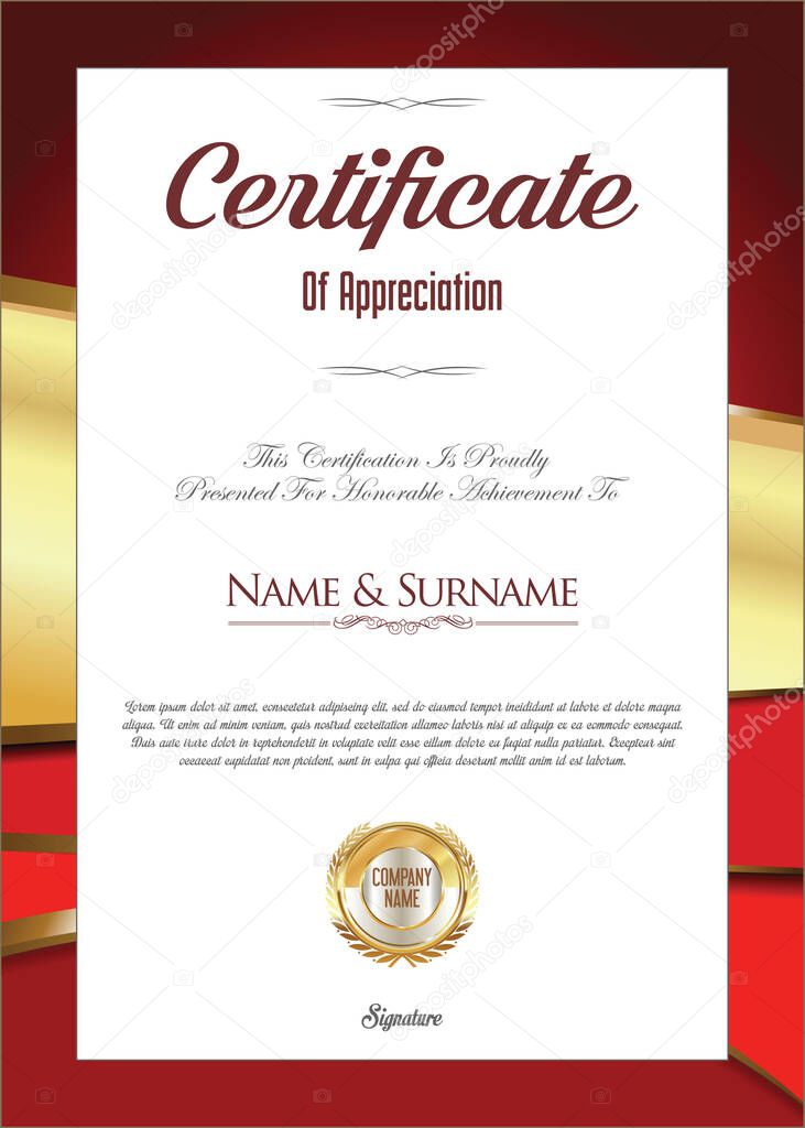 Certificate or diploma retro vintage design template 