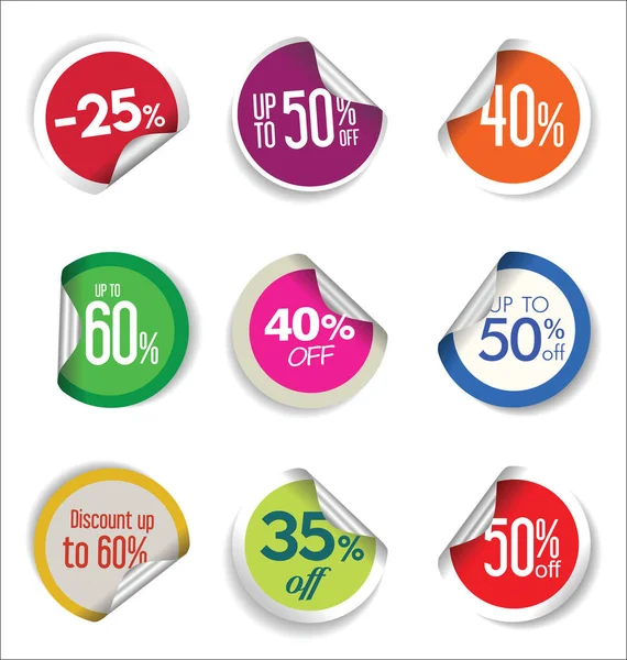 Sale Stickers Tags Kleurrijke Collectie — Stockvector