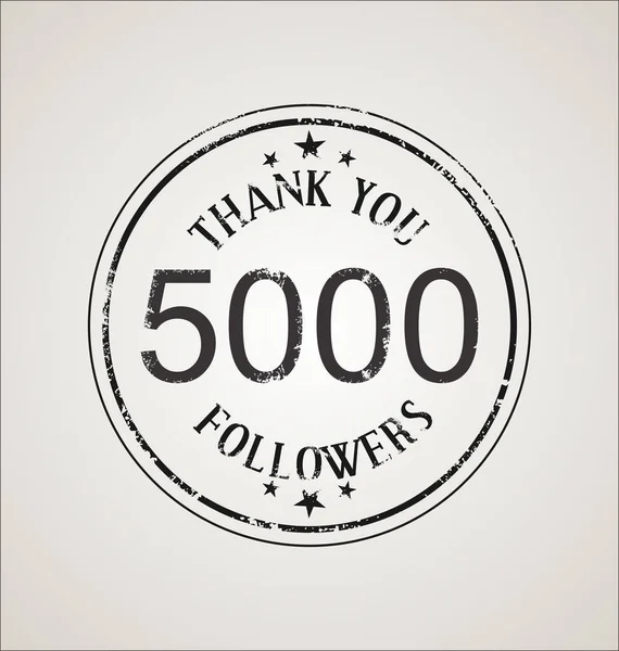 5000 Followers Illustration Thank You Grunge Rubber Stamp — Stock Vector