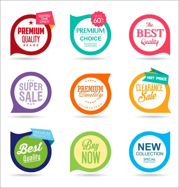 Collection Badges Étiquettes Modernes Colorés — Image vectorielle
