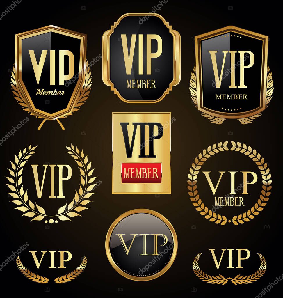 VIP golden laurel wreaths badges and shields collection