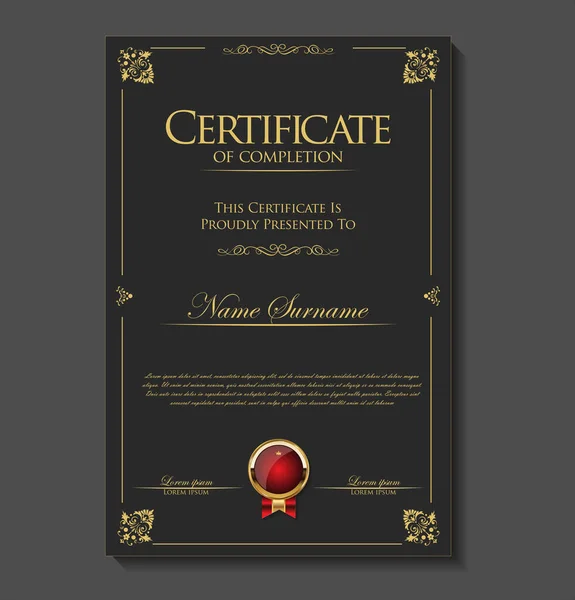 Сертификат Диплом Ретро Винтажный Дизайн Шаблон — стоковый вектор