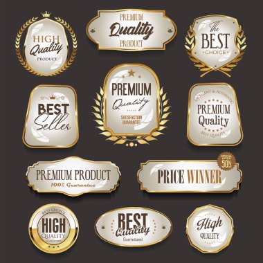 Antika altın etiketler ve rozet koleksiyonu 