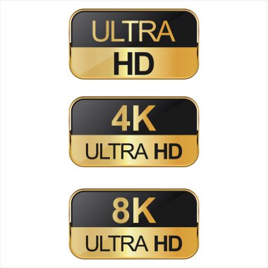 Full HD 4k 8K ve Ultra Hd simgelerinin koleksiyonu