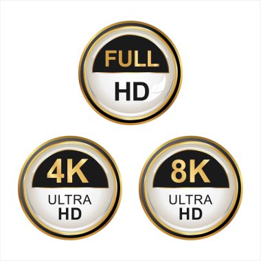 Full HD 4k 8K ve Ultra Hd simgelerinin koleksiyonu