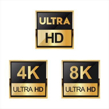 Collection of Full HD 4k 8K and Ultra Hd icons clipart