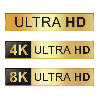 Full HD 4k 8K ve Ultra Hd simgelerinin koleksiyonu