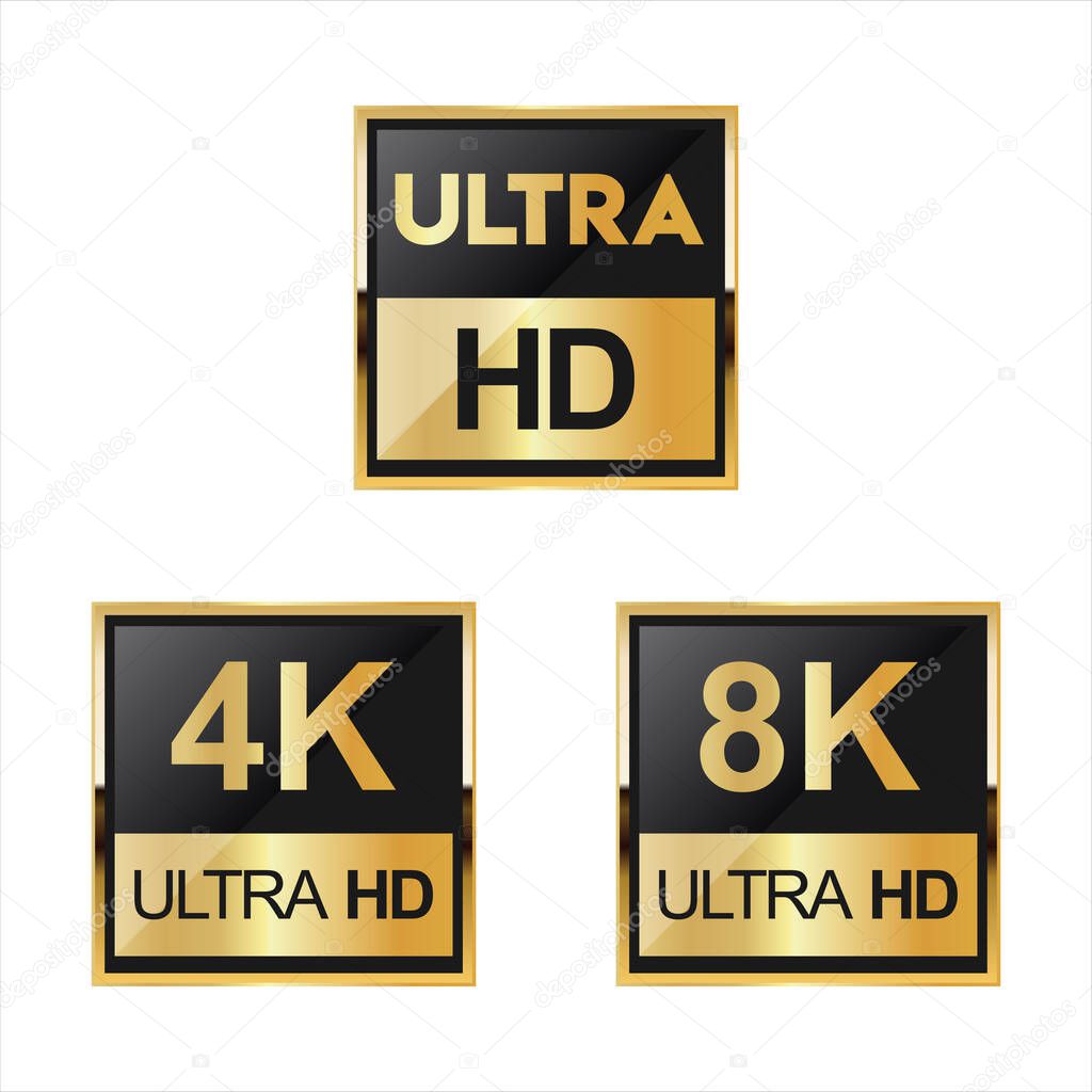 Collection of Full HD 4k 8K and Ultra Hd icons