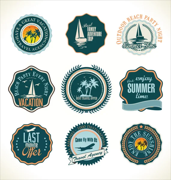 Travel retro labels collection — Stock Vector